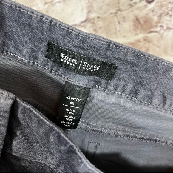 White House Black Market Gray Velvet Skinny Zipper Hem Pants - Picture 8 of 9